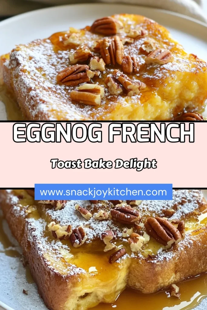 Indulge in the festive flavors of this Eggnog French Toast Bake, perfect for your holiday breakfast! Made with challah, this easy Eggnog dessert will have everyone coming back for seconds. It's a simple yet impressive challah French toast recipe that's baked to perfection and drizzled with maple syrup. Get ready to impress your guests with this delightful holiday breakfast casserole! Save this recipe for your next celebration! #EggnogFrenchToastBake #HolidayRecipe #BreakfastCasserole #EasyDessert