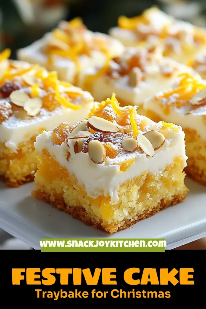 Celebrate the festive season with this delightful Christmas cake traybake! This easy Christmas baking recipe features a flavorful mixed dried fruit cake topped with creamy cream cheese frosting. Perfect as a centerpiece for your holiday gatherings, this traybake is sure to impress. Save this recipe for scrumptious festive holiday desserts that everyone will love! #ChristmasCakeTraybake #FestiveDesserts #EasyBaking #HolidayTreats