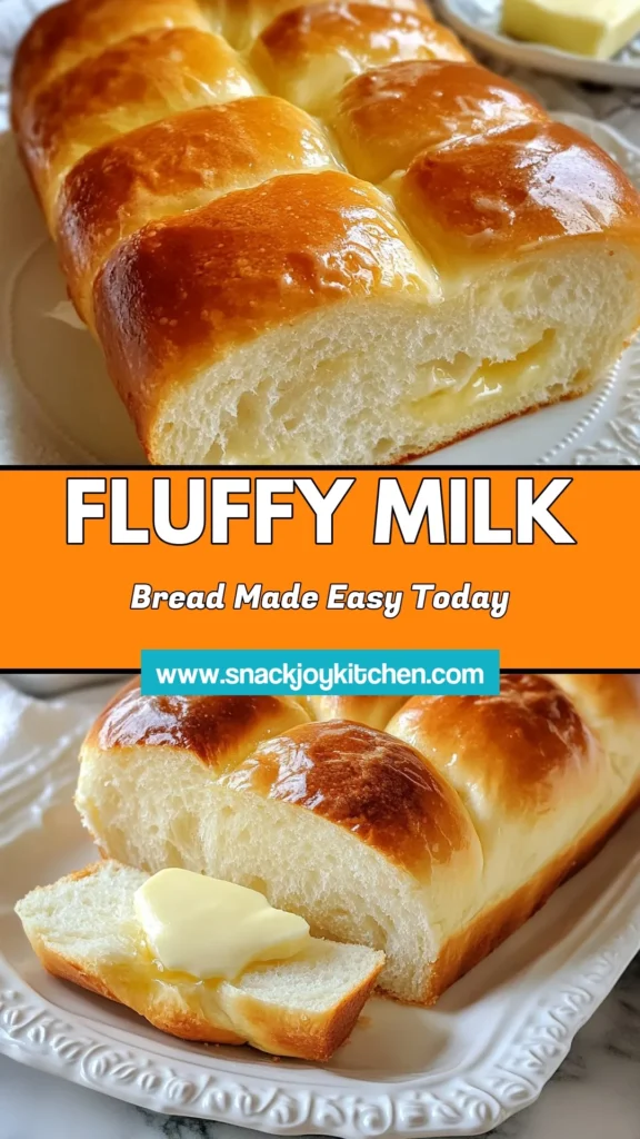 Discover the joy of baking with this easy milk bread recipe! This fluffy bread recipe yields the most delightful homemade milk bread that’s soft, perfect for sandwiches or enjoying warm with butter. In just a few simple steps, you can create a delicious loaf that your family will love. Don’t miss out on making this incredible soft bread recipe! Save this pin for your next baking adventure! #MilkBreadRecipe #FluffyBreadRecipe #EasyMilkBread #SoftBreadRecipe
