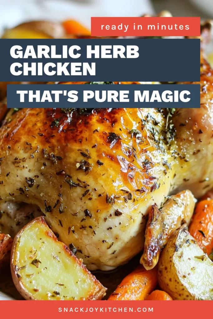 Discover the ultimate Garlic Herb Butter Chicken with this easy roasted whole chicken recipe! Impress your family with a lemon garlic chicken that’s tender, juicy, and packed with flavor. Perfect for an easy roasted chicken dinner, this herb butter chicken is sure to become a favorite. Follow our simple instructions for a delicious meal that will have everyone asking for seconds. Save this recipe for your next gathering! #GarlicHerbButterChicken #EasyDinner #RoastedChicken #DinnerIdeas