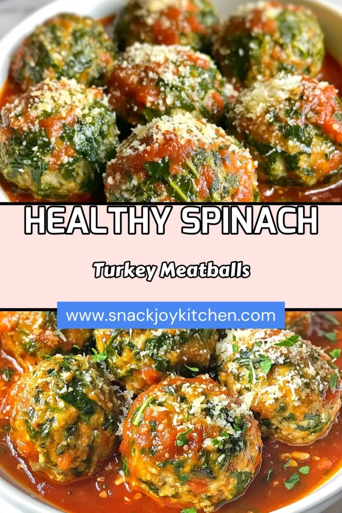 Looking for a delicious and nutritious meal? Try these spinach turkey meatballs! Packed with healthy ingredients, these baked turkey meatballs are the perfect addition to your ground turkey recipes. Enjoy tender, flavorful bites loaded with fresh spinach. Ideal for a wholesome dinner, they pair beautifully with pasta or zoodles. Don’t miss out on this healthy turkey meatball recipe! Save for later and impress your family tonight! #SpinachTurkeyMeatballs #HealthyRecipes #GroundTurkey #BakedTurkeyMeatballs