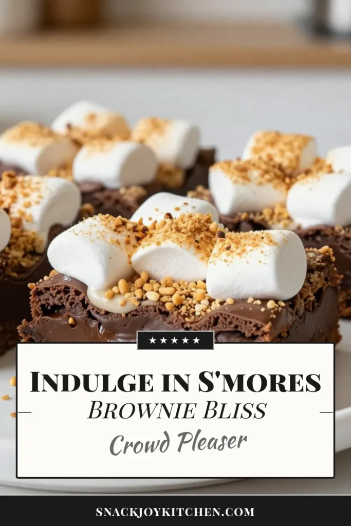 Indulge in this delightful S'mores brownie bars recipe that combines rich chocolate and gooey marshmallows for the ultimate easy brownie dessert. Perfect for any occasion, these chocolate marshmallow bars are a must-try campfire dessert recipe. Homemade S'mores bars have never been easier! Click to discover how to make this irresistible treat that everyone will love. Save this recipe for your next dessert adventure! #BrownieRecipe #S'mores #DessertGoals #BakingIdeas