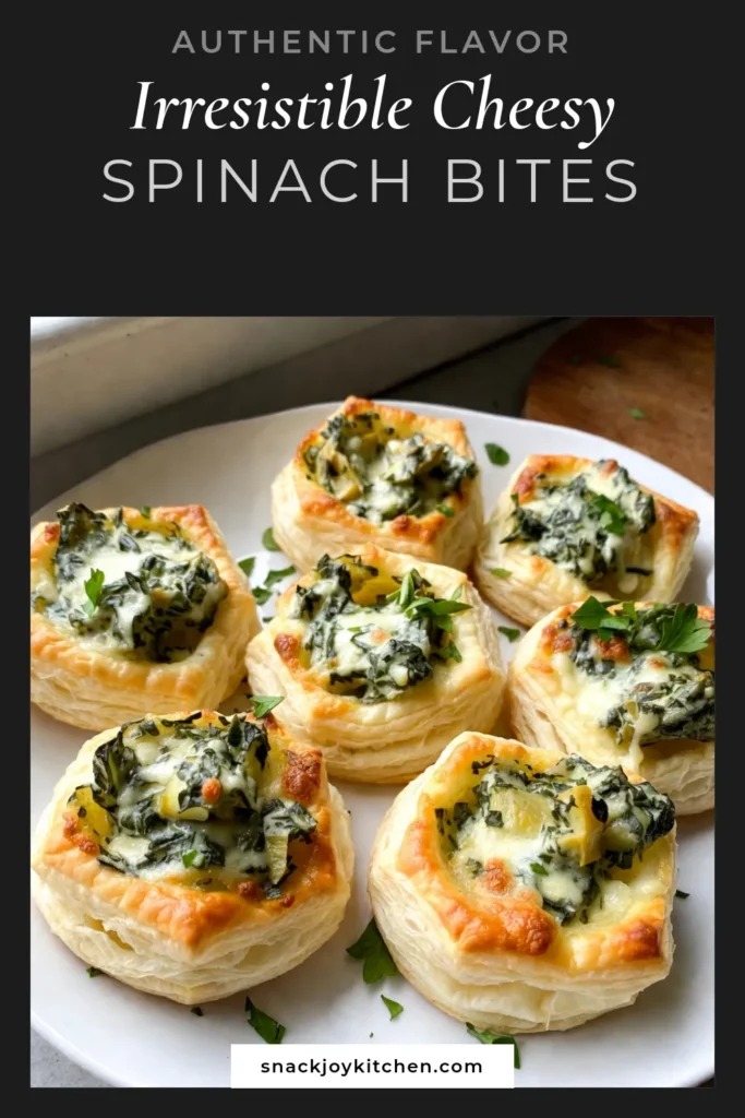 Looking for a crowd-pleaser? Try these cheesy spinach artichoke dip bites! Made with creamy spinach artichoke puff pastry, they're the ultimate easy appetizer recipe for your next gathering. Perfect as a party snack idea, these bites blend fresh spinach and artichokes in a flaky puff pastry shell. Bake up a batch today and impress your guests! Save this creamy spinach dip recipe for your next event! #PartySnackIdeas #AppetizerRecipes #SpinachArtichokeDip #PuffPastryBites