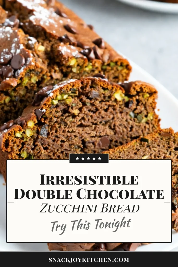 Indulge in the rich flavors of double chocolate zucchini bread with this moist zucchini bread recipe! Perfect as a healthy chocolate bread recipe, this easy zucchini dessert is a delightful twist on traditional chocolate zucchini cake. Bursting with chocolate chips and grated zucchini, it's a family favorite that everyone will love. Bake a loaf today and enjoy a guilt-free treat! Save this recipe for later! #ChocolateZucchini #HealthyDessert #ZucchiniBread #BakingFun