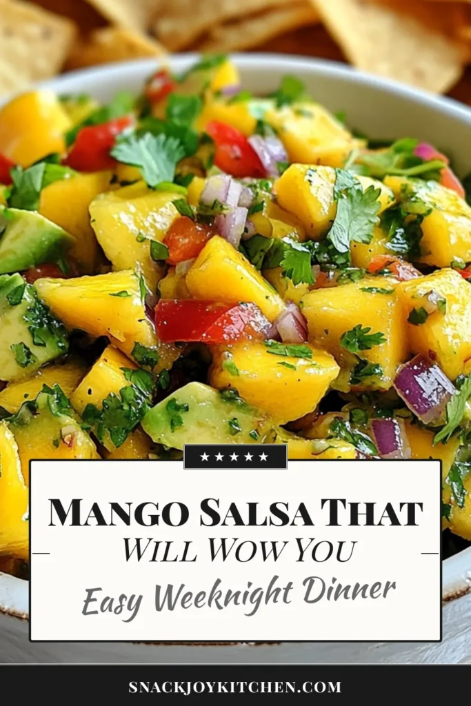 Discover the refreshing taste of Mango Avocado Salsa with this easy salsa recipe perfect for parties! Made with ripe mango, creamy avocado, and zesty lime, this healthy mango salsa will delight your guests. In just 30 minutes, you can whip up a vibrant Avocado Salsa with Lime that’s bursting with flavor. Save this colorful dip for your next gathering and impress everyone! #MangoAvocadoSalsa #FreshSalsaRecipe #HealthyMangoSalsa #EasySalsaForParties