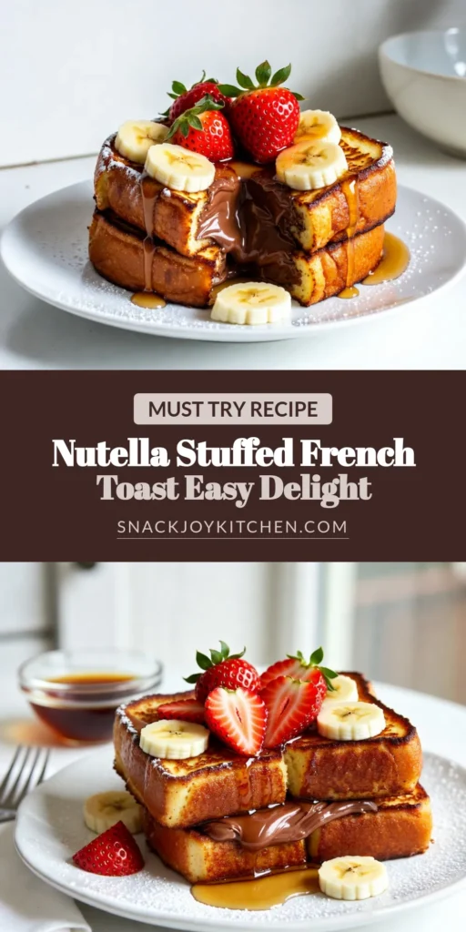 Indulge in this easy Nutella French toast recipe that takes breakfast to a whole new level! With stuffed French toast made from brioche, each bite is a gooey, chocolatey delight. Perfect for weekend brunch or a sweet morning treat, this Nutella bliss stuffed French toast is sure to impress. Try this simple recipe today and elevate your breakfast with Nutella! Save this pin for later! #NutellaFrenchToast #StuffedFrenchToast #EasyNutellaRecipes #BreakfastWithNutella