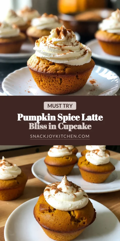 Indulge in the flavors of fall with these delicious pumpkin spice latte cupcakes. Perfect for autumn baking ideas, these pumpkin cupcakes with espresso are infused with warm spices and topped with fluffy whipped cream cupcake topping. Whether for a party or a cozy night in, these fall dessert recipes are sure to impress. Try this delightful recipe today and bring a taste of the season to your table! #PumpkinSpiceLatte #FallDessertRecipes #AutumnBaking #PumpkinCupcakes