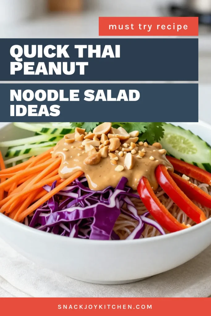 Discover the vibrant flavors of Thai Peanut Noodle Salad with this delicious rice noodle salad recipe! Packed with fresh vegetables like red cabbage, carrots, and cucumbers, this vegetarian Thai salad features a creamy peanut sauce for noodles that’s easy to make. Perfect for a healthy meal or side dish, this fresh vegetable salad recipe is sure to impress. Try it today and enjoy! Save this recipe for later. #ThaiPeanutNoodleSalad #VegetarianSalad #RiceNoodleSalad #EasyRecipes