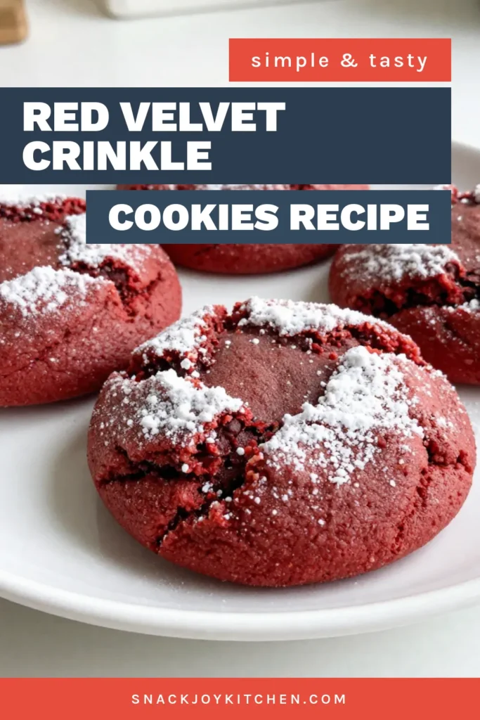 Indulge in the festive spirit with these Red Velvet Crinkle Cookies! This easy Red Velvet Cookies recipe offers a delightful twist on classic chocolate crinkle cookies, perfect for your Christmas cookie recipes. With a soft, chewy texture and stunning red color, they are sure to impress. Try these soft Red Velvet Cookies today! Click to discover the full recipe and enjoy baking these delicious treats. #RedVelvetCrinkleCookies #ChristmasCookies #Baking #CookieRecipes