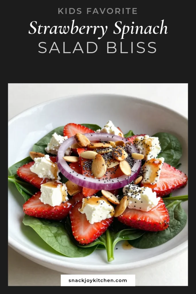 Discover a refreshing Strawberry Spinach Salad perfect for any occasion! This Healthy Spinach Salad features vibrant strawberries, creamy feta cheese, and crunchy almonds, all tossed in a delightful Poppy Seed Dressing recipe. It's one of the best Fresh Strawberry Recipes you'll try! Elevate your meals with this delicious and nutritious dish. Save this recipe for a light, tasty treat! #StrawberrySpinachSalad #PoppySeedDressing #HealthyRecipes #FetaCheeseSalad