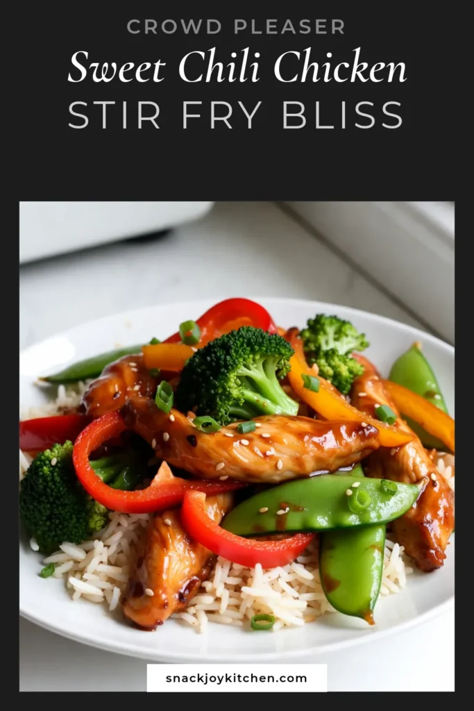 Looking for a delicious and healthy weeknight meal? Try this Sweet Chili Chicken Stir Fry! This easy stir fry recipe features tender chicken, vibrant vegetables, and a sweet chili sauce that’s sure to impress. Perfect for quick dinner recipes, it's ready in just 30 minutes. Enjoy a satisfying, healthy chicken stir fry that the whole family will love! Save this Sweet chili chicken recipe for your next meal idea! #chickenstirfry #easystirfryrecipe #quickdinnerrecipes #healthychickenstirfry