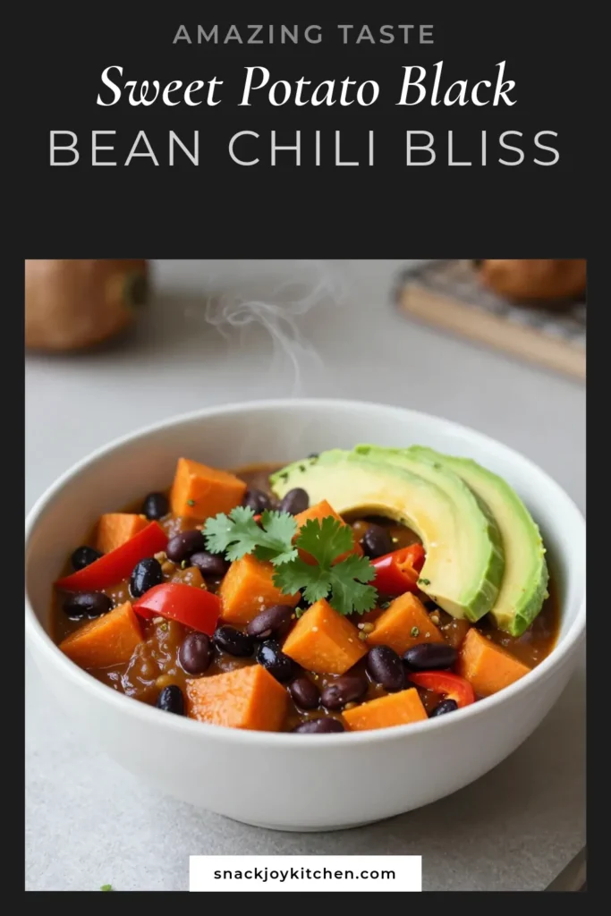 Discover the ultimate sweet potato black bean chili that’s not only bursting with flavor but also perfect for a healthy meal! This vegetarian chili recipe is easy to make and packed with nutrients. With spicy sweet potato chili ingredients like black beans, diced tomatoes, and bell peppers, it’s a hearty option for any day. Try this easy vegan chili tonight and satisfy your cravings. Save this recipe and enjoy a wholesome bowl of goodness! #SweetPotatoBlackBeanChili #VegetarianChili #HealthyChiliRecipes #EasyVeganChili