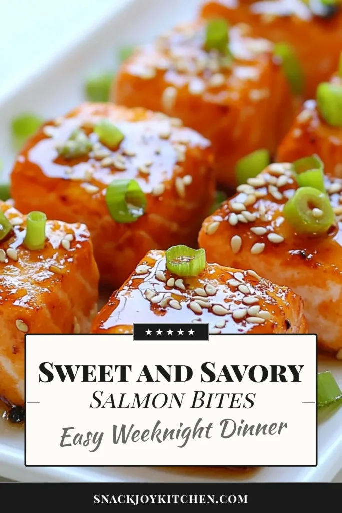 Savor the goodness of these Honey Garlic Salmon Bites! This easy salmon recipe features bite-sized salmon coated in a delicious honey soy marinade, making it the perfect healthy seafood appetizer. Ready in just 30 minutes, these quick salmon bites are crispy on the outside and tender inside—ideal for parties or weeknight dinner. Try making these flavorful bites today! #HoneyGarlicSalmon #EasySalmonRecipes #HealthySeafoodAppetizers #QuickSalmonBites