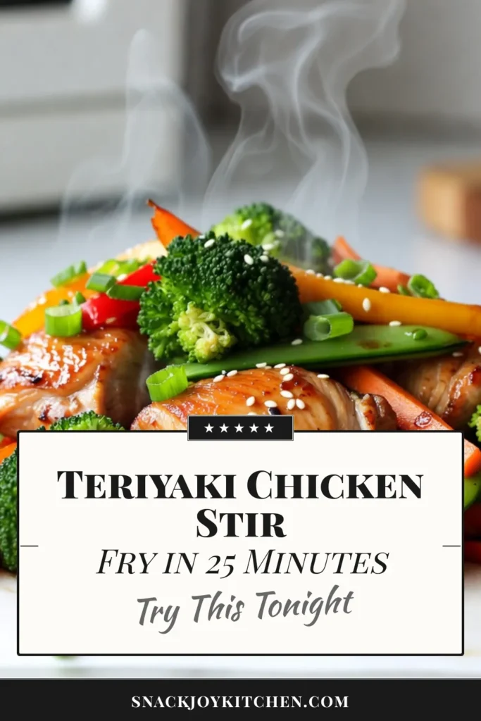 Savor the deliciousness of this Teriyaki Chicken Stir Fry, an easy stir fry recipe that makes a healthy chicken dinner in just 25 minutes! Packed with vibrant vegetables and topped with homemade teriyaki sauce, it's a go-to for quick Asian recipes. Follow our simple steps for a meal everyone will love. Perfect for busy weeknights! Save and try this flavorful dish tonight! #TeriyakiChickenStirFry #EasyStirFryRecipes #HealthyChickenDinner #QuickAsianRecipes