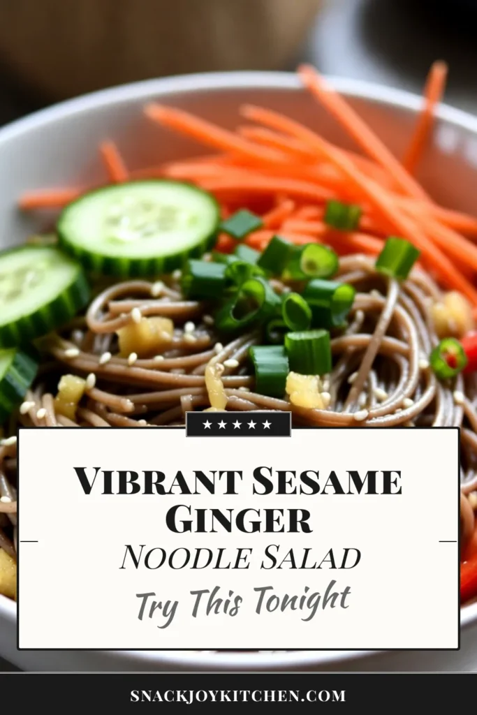 Discover the perfect blend of flavors with this delicious Sesame Ginger Noodle Salad! Made with healthy soba noodles, fresh veggies, and a flavorful dressing, it's a delightful Asian-inspired salad recipe that’s gluten-free and perfect for any meal. This healthy noodle salad is easy to prepare and bursting with vibrant colors and crunch. Save this recipe for a quick and nutritious meal or potluck dish! #SesameGingerNoodleSalad #SobaNoodleRecipes #HealthyNoodleSalad #AsianInspiredSaladRecipes