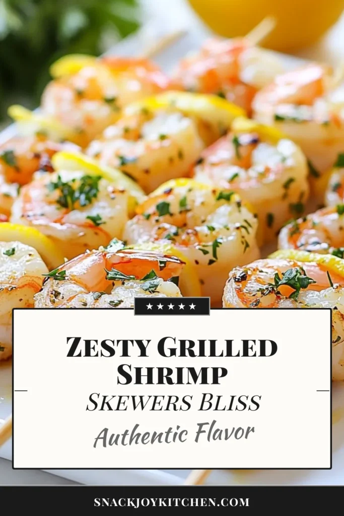 Get ready for a burst of flavor with these Lemon Herb Grilled Shrimp Skewers! This easy shrimp skewers recipe features marinated shrimp that are grilled to perfection, making for a zesty shrimp dish everyone will love. With a simple marinade of lemon juice, garlic, and herbs, these grilled shrimp skewers are perfect for any occasion. Try this marinated shrimp recipe today and impress your guests! Save this recipe for your next BBQ! #GrilledShrimpSkewers #LemonHerbGrilledShrimp #EasyShrimpSkewers #ZestyShrimpRecipe
