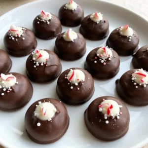 - 2 cups powdered sugar - 2 tablespoons cornstarch - 1/4 cup sweetened condensed milk - 1 teaspoon peppermint extract - 1/4 teaspoon vanilla extract - 1 cup dark chocolate chips (or semi-sweet) - 1 tablespoon coconut oil (or unsalted butter) These main ingredients create a smooth and rich filling. The powdered sugar gives sweetness and the cornstarch helps with texture. Sweetened condensed milk adds creaminess, while peppermint extract brings that iconic flavor. The chocolate chips and coconut oil coat the patties and add a tasty finish. - Crushed peppermint candies You can sprinkle these on top of your patties. They add a nice crunch and look festive. It's a simple way to make your treats more fun and eye-catching. - Large mixing bowl - Spatula - Parchment paper - Baking sheet - Microwave-safe bowl - Freezer Having the right tools makes this process easier. The mixing bowl and spatula help you combine everything well. Parchment paper keeps the patties from sticking, and the freezer firms them up nicely. The microwave-safe bowl is perfect for melting chocolate quickly. {{ingredient_image_2}} To start, gather your ingredients. You need powdered sugar, cornstarch, sweetened condensed milk, peppermint extract, and vanilla extract. First, sift the powdered sugar and cornstarch together in a large bowl. This step helps to remove lumps and makes your mixture smooth. Next, pour in the sweetened condensed milk, peppermint extract, and vanilla extract. Use a spatula to combine everything until you form a thick dough. If the dough is sticky, add more powdered sugar bit by bit. This will help it hold its shape better. Aim for a smooth and pliable dough that feels just right in your hands. Now it&rsquo;s time to shape your peppermint mixture. Divide the dough into small pieces, about the size of a marble. Roll each piece into a ball. Then, flatten each ball into a disc. Aim for a size of about 1 inch in diameter and 1/4 inch thick. Press down firmly to make sure they are uniform. Once shaped, place the discs on a baking sheet lined with parchment paper. Make sure to leave enough space between them. Now, pop the baking sheet into the freezer for about 30 minutes. This will help your patties firm up nicely. While your patties chill, prepare the chocolate coating. In a microwave-safe bowl, mix dark chocolate chips with coconut oil or butter. Heat the mixture in the microwave, stirring every 30 seconds. Keep stirring until it melts into a smooth, velvety chocolate. Once the patties are firm, take them out of the freezer. Dip each patty into the melted chocolate. Make sure they are fully coated. Allow any excess chocolate to drip off. Place the chocolate-covered patties back on the parchment-lined baking sheet. If you like, sprinkle crushed peppermint candies on top before the chocolate hardens. This adds a fun crunch and a festive look! Let the patties sit at room temperature or chill them in the fridge to set the chocolate completely. To get the right texture for your peppermint patties, start by sifting the powdered sugar and cornstarch together. This step helps remove any lumps. When you mix in the sweetened condensed milk and extracts, the dough should be thick but not too sticky. If it is sticky, add more powdered sugar little by little. This helps you form nice, flat discs. Aim for a dough that holds its shape well when you press it. Melting chocolate can be tricky, but I have a simple method. Use a microwave-safe bowl for the dark chocolate chips and coconut oil (or butter). Heat them in short bursts of 30 seconds. Stir well between each round. This keeps the chocolate from burning. Once melted, the chocolate should be smooth and shiny. If it feels too thick, just add a bit more coconut oil for a better dip. For a stunning look, place your finished peppermint patties on a lovely platter. You can sprinkle crushed peppermint candies on top for extra flair. This not only adds color but also gives a nice crunch. If you want to gift some, wrapping them in colorful foil adds a special touch. Fresh mint leaves can also make your display pop! Pro Tips Tip for Consistency: Ensure your dough is not too sticky by gradually adding powdered sugar. This will help maintain the shape of your patties. Tip for Chocolate Coating: Make sure to stir the chocolate mixture well after each heating interval to avoid burning, ensuring a smooth coating. Tip for Festive Garnish: Crushed peppermint candies not only add a delightful crunch but also enhance the visual appeal of your patties. Tip for Storage: Keep your peppermint patties in an airtight container in the refrigerator to maintain their freshness and chocolate coating. {{image_4}} You can change up the flavor of your peppermint patties. For a fruity twist, use orange or raspberry extract instead of peppermint. These flavors give a fun spin to the classic recipe. You can also try adding a few drops of almond extract. This adds a nice nutty taste that pairs well with chocolate. While dark chocolate is great, you can use other types, too. Milk chocolate offers a sweeter taste, which many enjoy. White chocolate is another option and gives a pretty look. You can even mix different chocolates for a unique twist. Just melt them the same way you would with dark chocolate. You can make peppermint patties fit any season. During the holidays, add crushed candy canes on top for a festive touch. In spring, try adding a few drops of lemon juice for a fresh flavor. For summer, consider mixing in some coconut flakes. This creates a tropical vibe that makes your treats even more fun. Store homemade peppermint patties in an airtight container. Use parchment paper between layers to prevent sticking. Keep them in a cool, dry place, away from heat and moisture. This helps maintain their texture and flavor. Homemade peppermint patties last about two weeks at room temperature. For longer storage, place them in the fridge. They can stay fresh for up to a month when refrigerated. Always check for signs of spoilage, like a change in smell or texture, before eating. To freeze peppermint patties, first, let them cool completely. Place the patties in a single layer on a baking sheet. Freeze until solid, then transfer them to a freezer bag. They can last for up to three months in the freezer. When ready to enjoy, thaw them in the fridge or at room temperature. Yes, you can substitute some ingredients. For example, if you don't have sweetened condensed milk, you can use evaporated milk. Just add a little sugar to make it sweet. If you want to skip the cornstarch, it is fine, too. The patties will still taste great, but they may be a bit softer. You can replace coconut oil with unsalted butter. Both work well for melting chocolate. Use the same amount as the recipe calls for. This will give your chocolate a rich taste. To get a smooth coating, melt the chocolate slowly. Use a microwave on low heat. Stir every 30 seconds until it is silky. Avoid overheating, as this can cause the chocolate to seize. Make sure to dip each patty quickly to keep the coating even. You learned how to make delicious peppermint patties at home. We covered the main ingredients and optional ones that add fun twists. You now know the steps for mixing, shaping, and coating the patties in chocolate. Plus, I shared tips to perfect the texture and presentation. Try out the variations for seasonal treats. Remember to store your creations correctly for the best taste. With these insights, you can enjoy and share your homemade peppermint patties anytime. Happy cooking!