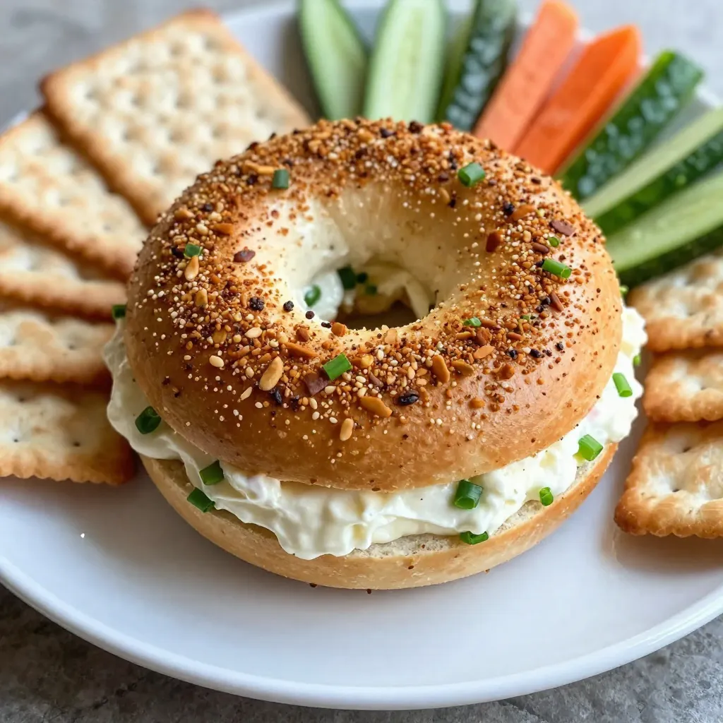 To make this tasty cheese ball, you need: - 16 oz cream cheese, softened to room temperature - 1 cup sharp cheddar cheese, finely shredded - 1/2 cup fresh chives, finely chopped - 1/2 cup green onions, finely chopped - 1/4 cup sour cream - 1 tablespoon Worcestershire sauce - 1 tablespoon garlic powder - 1 tablespoon onion powder - 2 tablespoons Everything Bagel seasoning, divided These ingredients work together to create a rich and creamy texture. The sharp cheddar cheese adds a nice kick. The chives and green onions give it a fresh taste. For a fun twist, serve the cheese ball with: - Assorted crackers - Fresh vegetable sticks like carrots and celery These options add crunch and balance the rich flavors of the cheese ball. You can also use pita chips or pretzels for variety. Enjoying this cheese ball with friends makes any gathering special! {{ingredient_image_2}} Start by gathering your ingredients. You need cream cheese, sharp cheddar cheese, sour cream, and Worcestershire sauce. In a large bowl, mix the softened cream cheese and cheddar cheese. Add the sour cream and Worcestershire sauce. Use a hand mixer or a spatula to blend everything. Mix until the texture is smooth and creamy. This base gives your cheese ball a rich flavor. Now it’s time to add some flavor! Gently fold in fresh chives and green onions. Then add garlic powder and onion powder. Finally, sprinkle in one tablespoon of Everything Bagel seasoning. Mix gently until all these tasty bits are spread evenly throughout the cheese mixture. This step adds a burst of flavor to every bite. Once your mixture is ready, it’s shaping time! Use your hands to form the mixture into a round ball. Press gently but firmly to keep the shape. After shaping, roll the cheese ball in the remaining tablespoon of Everything Bagel seasoning. Make sure the ball is fully coated for the best flavor. This coating also makes the cheese ball look nice! Wrap your cheese ball in plastic wrap and place it in the fridge. Let it chill for at least two hours. This wait allows the flavors to blend perfectly. About 15 minutes before serving, take the cheese ball out. Let it sit at room temperature to soften. This makes it creamy and easy to spread. Finally, place it on a platter with crackers and veggie sticks for a fun presentation. To get that perfect creamy texture, start with room-temperature cream cheese. This makes it easier to blend. Use a hand mixer or spatula to mix the base until it's smooth. Once you add the cheddar and sour cream, blend on medium speed. This helps everything combine well. Don't rush this step; a well-blended mix gives the cheese ball its delightful creaminess. You can play with flavors to suit your taste. Try adding a pinch of smoked paprika for a subtle kick. If you love spicy food, mix in some diced jalapeños. For an herb boost, consider stirring in fresh herbs like parsley or dill. These tweaks can make the cheese ball even more special. Don’t hesitate to be creative and make it your own! To make your cheese ball look great, serve it on a nice platter. Surround it with assorted crackers and fresh vegetable sticks. This adds color and crunch. For a festive touch, you can even add some grapes or olives. Don’t forget to let the cheese ball sit out for about 15 minutes before serving. This will enhance its creamy texture and flavor. Enjoy! Pro Tips Choose Quality Cheese: Use high-quality sharp cheddar cheese for a richer flavor that complements the cream cheese perfectly. Customize Your Seasoning: Feel free to add other spices or herbs to the cheese mixture, such as smoked paprika or dill, for a unique twist. Serving Suggestions: Pair your cheese ball with a variety of crackers, pretzels, or fresh vegetable sticks to enhance the presentation and taste. Chill Time Matters: Allow the cheese ball to chill for at least 2 hours for the best flavor; overnight chilling is even better! {{image_4}} You can change the flavor of the Everything Bagel Cheese Ball by using different seasonings. Try adding smoked paprika or dill for a nice twist. You can also use fresh herbs like parsley or basil. If you want a spicy kick, add a pinch of cayenne pepper or crushed red pepper flakes. You can even mix in diced jalapeños for extra heat. The key is to keep it fun and tasty! If you need a gluten-free version, it’s easy to adapt this recipe. Simply use gluten-free crackers or vegetable sticks for serving. Most cheeses are gluten-free, so you can stick to the original cheese mix. Just check labels to ensure no gluten sneaks in. This way, everyone at your gathering can enjoy this delicious cheese ball without worry. To make a vegan or dairy-free cheese ball, swap out cream cheese and sour cream for plant-based alternatives. Look for vegan cream cheese brands that taste great. You can also use cashew cream for a rich flavor. Nutritional yeast can add a cheesy taste without dairy. Make sure your Everything Bagel seasoning is also vegan. This way, all your friends can enjoy a tasty, plant-based treat! After enjoying your cheese ball, wrap any leftovers tightly in plastic wrap. This keeps it fresh. You can also place it in an airtight container. Store it in the fridge for up to five days. Always check for any signs of spoilage before serving. If you want to store the cheese ball for longer, freezing is a great option. Wrap the cheese ball well in plastic wrap, then in aluminum foil. This double wrap prevents freezer burn. You can freeze it for up to three months. When ready to eat, thaw it in the fridge overnight. You don’t need to heat the cheese ball. It’s best served cold or at room temperature. Remove it from the fridge about 15 minutes before serving. This helps it soften and makes it easier to spread. Enjoy it with your favorite crackers or veggies! Yes, you can switch up the cheese! Cream cheese is key for texture. You can add other cheeses like gouda or mozzarella. Just keep the sharp cheddar for that tasty bite. Mixing cheeses can bring new flavors to your cheese ball. You can keep the cheese ball in the fridge for up to five days. Wrap it well in plastic wrap. This keeps it fresh and tasty. If you want to store it longer, you can freeze it for up to three months. Just remember to let it thaw in the fridge before serving. This cheese ball pairs well with many snacks. Here are some great options: - Assorted crackers - Fresh vegetable sticks like carrots, celery, and bell peppers - Apple slices for a sweet touch - Breadsticks for a crunchy bite These pairings make every bite a treat. Enjoy with friends and family! You can make a tasty Everything Bagel Cheese Ball with simple ingredients. We covered how to mix, shape, and chill your cheese ball for the best results. Remember to explore different seasonings and serving options to impress your guests. You can also adapt the recipe for gluten-free or vegan diets. Lastly, proper storage keeps your cheese ball fresh. Enjoy creating this fun dish, and don't be afraid to get creative with flavors!