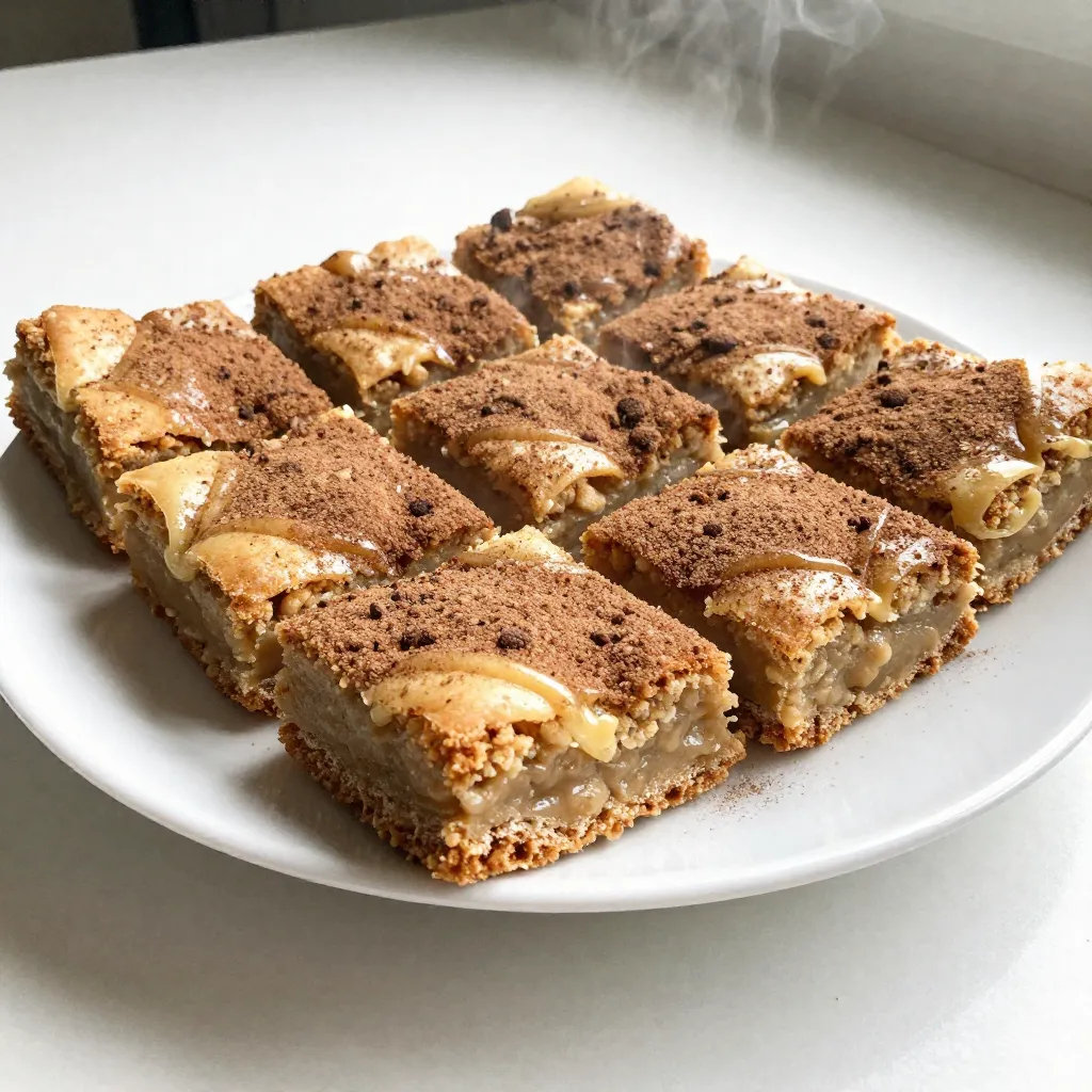 To create these blondies, you will need the following ingredients: - 1 cup (2 sticks) unsalted butter - 1 cup brown sugar, packed - 1/2 cup granulated sugar - 2 large eggs - 1 teaspoon vanilla extract - 2 cups all-purpose flour - 1 teaspoon baking powder - 1/2 teaspoon baking soda - 1 teaspoon cream of tartar - 1/2 teaspoon salt - 1 teaspoon ground cinnamon - 1/4 cup granulated sugar (for topping) - 1 teaspoon ground cinnamon (for topping) Each ingredient plays a key role in achieving that rich, buttery flavor and soft texture. The unsalted butter is crucial for allowing you to control the saltiness of the blondies. The combination of brown and granulated sugar gives the blondies sweetness and a slight chew. For those using the metric system, here are the conversions: - 1 cup of unsalted butter = 227 grams - 1 cup of brown sugar = 220 grams - 1/2 cup of granulated sugar = 100 grams - 2 large eggs = approximately 120 grams - 2 cups of all-purpose flour = 240 grams - 1 teaspoon = 5 milliliters - 1/2 teaspoon = 2.5 milliliters These conversions ensure that all cooks can enjoy these blondies, no matter where they are. If you need substitutions, here are some options: - For gluten-free blondies, substitute all-purpose flour with a 1:1 gluten-free flour blend. - You can replace unsalted butter with coconut oil for a dairy-free version. - Use maple syrup instead of granulated sugar for a different flavor. These substitutions allow everyone to indulge in the joy of brown butter snickerdoodle blondies, regardless of dietary needs. {{ingredient_image_2}} Start by preheating your oven to 350°F (175°C). This step is key for even baking. Next, take a 9x13 inch baking dish. Lightly grease it and line it with parchment paper. Leave some paper over the edges. This helps you lift the blondies out later. Browning butter adds a rich, nutty flavor. In a medium saucepan, add 1 cup of unsalted butter. Heat it on medium and stir often. Watch closely as it melts. After about 5-7 minutes, the butter will turn deep golden brown and smell amazing. Remove it from the heat and let it cool for a few minutes. This step is crucial for flavor. In a large mixing bowl, combine the browned butter with 1 cup of packed brown sugar and 1/2 cup of granulated sugar. Whisk them together until the mix is smooth. Then, add 2 large eggs one at a time. Beat well after each egg, and stir in 1 teaspoon of vanilla extract. In another bowl, whisk together your dry ingredients: 2 cups of all-purpose flour, 1 teaspoon of baking powder, 1/2 teaspoon of baking soda, 1 teaspoon of cream of tartar, and 1/2 teaspoon of salt. Add 1 teaspoon of ground cinnamon, too. Make sure there are no clumps. Gently fold the dry mix into the wet mix. Just mix until combined. Avoid overmixing, as this keeps the blondies soft. To get chewy blondies, use room temperature eggs. They mix better and create a softer texture. Be sure to brown the butter until it's deep golden. This adds a rich flavor that makes these blondies special. Also, avoid overmixing the batter. Mix just until you see no dry flour. This keeps your blondies soft and chewy. For the right texture, let the blondies cool in the pan for 10 minutes. Use the parchment paper to lift them out. This helps them stay moist. When you cut them, use a sharp knife. Wipe the knife between cuts for clean edges. This way, each piece looks great and tastes amazing. Store your blondies in an airtight container. Keep them at room temperature for up to a week. If you want them to last longer, freeze them. Cut the blondies into squares before freezing. Wrap each piece tightly in plastic wrap. This helps keep them fresh and tasty for later. Pro Tips Brown the Butter Correctly: Make sure to keep an eye on the butter while it's browning. Swirling the pan occasionally helps prevent it from burning and ensures an even color. Measure Flour Accurately: Use the spoon and level method to measure your flour. Spoon it into your measuring cup and level it off with a knife to avoid packing, which can lead to dry blondies. Cool Before Cutting: Allow the blondies to cool completely before cutting into squares. This helps them set and makes for cleaner cuts without crumbling. Enhance Flavor with Add-ins: Consider adding chocolate chips or nuts for extra texture and flavor. Just fold them into the batter before transferring it to the baking dish. {{image_4}} You can mix things up with your blondies. Try adding chocolate chips for a sweet twist. They melt and create pockets of gooey goodness. Chopped nuts also work great. Walnuts or pecans add a crunchy texture. You can even use butterscotch chips for a new flavor. Be bold and combine different flavors for a fun treat. Change your blondies for the seasons! For fall, add pumpkin spice. Just swap in 1 teaspoon of pumpkin spice for the cinnamon. You can also mix in some chopped apples for a fruity touch. During the winter, try a blend of holiday spices. Nutmeg and cloves will warm up your treats. These variations keep your baking fresh and fun. Want a lighter treat? You can reduce the sugar in your recipe. Try using 3/4 cup brown sugar instead of a full cup. Another option is to use whole wheat flour. This adds fiber and gives your blondies a nutty flavor. You can also use applesauce in place of some butter. This keeps them moist while cutting down on fat. Enjoy your delicious blondies, even with a healthier twist! To keep your blondies fresh, store them in an airtight container. Place a piece of parchment paper between layers to prevent sticking. They will stay soft for up to five days at room temperature. If you need longer storage, consider freezing them. To freeze your blondies, let them cool completely first. Cut them into squares. Wrap each square tightly in plastic wrap. Then, place the wrapped blondies in a freezer bag. They can last up to three months in the freezer. When you are ready to enjoy, just thaw them in the fridge overnight. To reheat your blondies, place them in a microwave-safe dish. Heat for about 10-15 seconds. Check to see if they are warm enough. If you want a crispy edge, pop them in the oven at 350°F for 5-10 minutes. Enjoy them warm with a scoop of ice cream for an extra treat! Yes, you can use salted butter. However, this may change the taste. The blondies may taste a bit saltier. If you use salted butter, reduce the added salt in the recipe. This keeps the flavor balanced. To check if your blondies are done, use a toothpick. Insert it into the middle. If it comes out clean or with a few crumbs, they are ready. The edges should also look lightly golden brown. Be careful not to overbake! First, let the blondies cool in the pan for about 10 minutes. Then, use the parchment paper to lift them out. This makes it easy to remove without sticking. Once out, place them on a wire rack to cool completely. Cut them into squares and enjoy! In summary, this blog post covered everything you need for perfect brown butter snickerdoodle blondies. We explored essential ingredients and their swaps for gluten-free diets. You learned step-by-step instructions for browning butter and mixing. We shared tips for achieving that chewy texture and storing them well. Don’t forget to try fun flavor variations, too. With these insights, you can bake blondies that everyone will love. Enjoy your baking adventure and impress your friends and family!