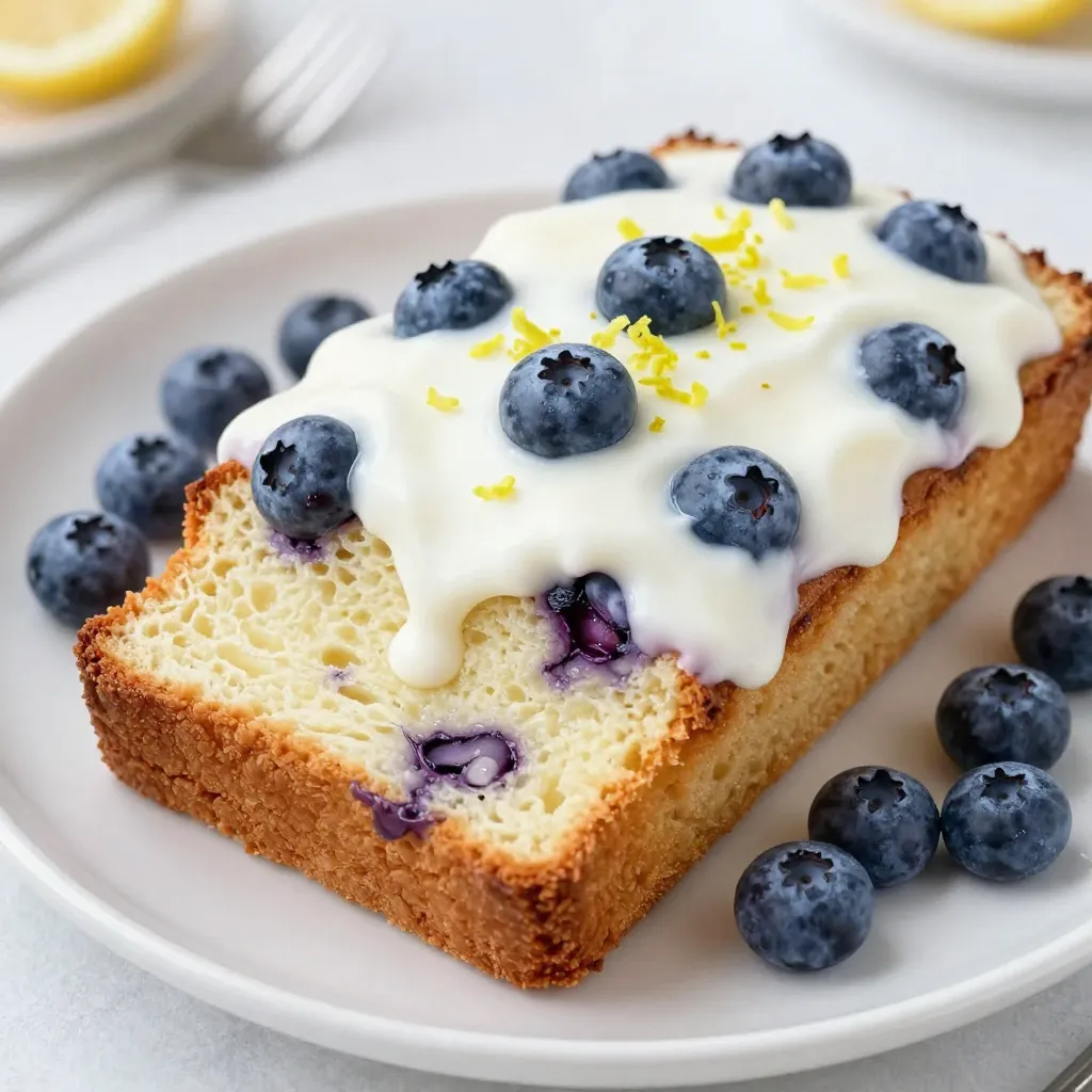 To make the Lemon Blueberry Yogurt Loaf, you will need the following ingredients: - 1 cup plain Greek yogurt - 1 cup granulated sugar - 3 large eggs - Zest of 1 lemon - 1/4 cup freshly squeezed lemon juice - 1/2 cup vegetable oil - 2 cups all-purpose flour - 1 teaspoon baking powder - 1/2 teaspoon baking soda - 1/4 teaspoon salt - 1 cup fresh blueberries (plus extra for garnish) - 1 teaspoon vanilla extract These simple ingredients come together to create a moist and flavorful loaf. The yogurt keeps it tender, while the lemon and blueberries add bright flavors. Each ingredient plays a key role in the final taste and texture. Using Greek yogurt not only adds creaminess but also boosts protein, making this loaf a bit healthier. The fresh blueberries offer bursts of sweetness in every bite. Zesting the lemon amplifies its flavor, giving the loaf a fresh, zesty kick. Make sure to use fresh blueberries for the best results. They will give your loaf the bright color and juicy flavor it deserves. {{ingredient_image_2}} First, you need to preheat your oven to 350°F (175°C). This helps the loaf bake evenly. While your oven warms up, grease a 9x5-inch loaf pan well with cooking spray or butter. This step ensures your loaf comes out easily after baking. Grab a large mixing bowl. In this bowl, whisk together 1 cup of plain Greek yogurt and 1 cup of granulated sugar. Keep mixing until it turns smooth and creamy. This base brings moisture and sweetness to your loaf. Next, add 3 large eggs to your bowl, one at a time. Whisk well after each egg goes in. This helps incorporate air, making your loaf fluffy. After adding the eggs, stir in the zest of 1 lemon, 1/4 cup of freshly squeezed lemon juice, and 1/2 cup of vegetable oil. Mix until everything is well combined and smooth. In another bowl, take 2 cups of all-purpose flour. Add in 1 teaspoon of baking powder, 1/2 teaspoon of baking soda, and 1/4 teaspoon of salt. Whisk these dry ingredients together so they blend evenly. This mix will help your loaf rise and taste great. Now, it’s time to combine your mixtures. Gradually add the dry ingredients to the wet mix. Stir gently until just combined. Be careful not to overmix; this keeps your loaf tender and light. Take 1 cup of fresh blueberries and fold them into your batter. Add 1 teaspoon of vanilla extract for extra flavor. Gently mix until the blueberries are spread out evenly. Try not to break them; you want those lovely bursts of blueberry in each slice. Pour the batter into your prepared loaf pan. Use a spatula to spread it evenly across the pan. This helps it bake uniformly and look nice. Place the loaf pan in your preheated oven. Bake for about 50-60 minutes. To check if it's done, insert a toothpick in the center. If it comes out clean, your loaf is ready! When your loaf is baked, take it out of the oven. Let it cool in the pan for about 10 minutes. After that, transfer it to a wire rack to cool completely. This step prevents sogginess. If you want to add a glaze, mix powdered sugar with a bit of lemon juice. Drizzle this over the cooled loaf. This glaze adds sweetness and a beautiful shine. Enjoy your Lemon Blueberry Yogurt Loaf! To achieve a soft and moist loaf, use fresh Greek yogurt. It adds flavor and moisture. The yogurt also helps the loaf rise. Make sure your eggs are at room temperature. This helps the batter mix smoothly. You want a light and airy texture, so focus on mixing well. Overmixing can ruin your loaf's texture. Mix the wet and dry ingredients until just combined. A few lumps are okay. When folding in blueberries, be gentle. This keeps the berries intact and prevents a blue swirl. If you overmix, your loaf can become tough and dense. For a sweet glaze, mix powdered sugar with lemon juice. Drizzle it over the cooled loaf for added sweetness. For garnish, add extra blueberries on top. A light sprinkle of lemon zest enhances the look. It also adds a pop of color and flavor. Slice the loaf and serve it on a pretty platter. It’s great for breakfast or dessert. Pair it with a cup of tea or coffee. You can also enjoy it with yogurt or whipped cream. The lemon and blueberry flavors make it a refreshing treat! Pro Tips Use Room Temperature Ingredients: Allow your eggs and yogurt to come to room temperature before mixing. This helps create a smoother batter and ensures even baking. Don’t Overmix: When combining the wet and dry ingredients, mix just until incorporated. Overmixing can lead to a dense loaf instead of a light, airy texture. Fresh vs. Frozen Blueberries: While fresh blueberries are ideal, if using frozen, do not thaw them before adding to the batter to prevent discoloration. Check for Doneness: Bake until a toothpick inserted into the center comes out clean. If it comes out with wet batter, extend the baking time by 5-minute intervals until done. {{image_4}} You can swap blueberries for other fruits. Raspberries, strawberries, or blackberries work well. Each fruit brings a unique flavor. For a tropical twist, try adding diced mango or pineapple. Just remember to adjust the sweetness as needed. For added crunch, consider nuts or seeds. Chopped walnuts or pecans can enhance the texture. If you prefer seeds, add sunflower or chia seeds. Mix them in with the blueberries for even distribution. To make this loaf gluten-free, replace all-purpose flour with a gluten-free blend. Look for a blend that includes xanthan gum. It helps mimic the texture of regular flour. You can also use almond flour for a nutty flavor. Boost the taste with spices or extracts. A pinch of cinnamon or nutmeg adds warmth. You can also try almond or coconut extract instead of vanilla. For a citrus kick, add orange zest along with lemon zest. To keep your Lemon Blueberry Yogurt Loaf fresh, wrap it tightly in plastic wrap. You can also place it in an airtight container. Store it at room temperature for up to three days. If you want it to last longer, refrigerate it. It can stay good in the fridge for about a week. Just remember to let it warm up a bit before you serve it. You can freeze this loaf for later enjoyment. First, let it cool completely. Then, wrap it tightly in plastic wrap, followed by aluminum foil. This helps prevent freezer burn. You can freeze the loaf for up to three months. When you're ready to eat it, just take it out and let it thaw overnight in the fridge. To reheat, slice the loaf into pieces. Place the slices on a microwave-safe plate. Heat them for about 20-30 seconds, or until warm. If you prefer a crispy crust, pop the slices in a toaster or oven at 350°F (175°C) for about 5-7 minutes. Enjoy it warm for the best taste! Yes, you can use frozen blueberries. They work well in this recipe. Just add them straight from the freezer. Do not thaw them first. This helps keep the loaf moist. The lemon blueberry yogurt loaf lasts about 3 to 5 days. Store it in an airtight container. For longer freshness, refrigerate it. You can also freeze slices for up to 3 months. You can use regular yogurt instead of Greek yogurt. Sour cream is another good option. Both will keep the loaf moist and tasty. If your loaf is dense, it may need more mixing. Make sure to mix the wet and dry ingredients just until combined. Avoid overmixing. Also, check that your baking powder and baking soda are fresh. Yes, you can make it vegan. Use plant-based yogurt instead of Greek yogurt. Replace eggs with flaxseed meal or applesauce. Adjust the baking time if needed. You learned how to make a delicious blueberry loaf with Greek yogurt. We covered the right ingredients, step-by-step instructions, and useful tips. You can create variants with different fruits or make it gluten-free. Remember, the secret to this loaf is gentle mixing and good storage. Enjoy your baking and share this yummy treat with friends and family!
