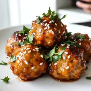 To make tasty firecracker chicken meatballs, you need: - 1 pound ground chicken - 1/2 cup breadcrumbs - 1/4 cup green onions, finely chopped - 1 tablespoon garlic, minced - 1 tablespoon ginger, minced - 1 tablespoon low-sodium soy sauce - 1 tablespoon sesame oil - 1 teaspoon red pepper flakes - 1/4 cup sweet chili sauce - 1/4 cup hot sauce (adjust for heat) - Salt and pepper to taste These ingredients combine perfectly to create juicy meatballs with a spicy kick. To add a burst of flavor and color, consider these garnishes: - Sesame seeds - Fresh cilantro, roughly chopped These toppings make the dish look great and add freshness. If you have dietary needs, you can easily adjust the recipe. - Use ground turkey for a leaner option. - Substitute gluten-free breadcrumbs if needed. - For a vegan version, try using ground chickpeas or lentils. These swaps keep the dish delicious while catering to your needs. {{ingredient_image_2}} Start by preheating your oven to 400&deg;F (200&deg;C). This ensures even cooking. Next, grab a large bowl. In it, mix together the ground chicken, breadcrumbs, and chopped green onions. Add the minced garlic and ginger for flavor. Don&rsquo;t forget the low-sodium soy sauce and sesame oil. These ingredients bring depth to your meatballs. Now, sprinkle in the red pepper flakes for heat. Add a pinch of salt and pepper to taste. Use your hands to mix the ingredients gently. Be careful not to overmix, as that can make the meatballs tough. A light hand keeps them tender and juicy. Once your mixture is ready, wash your hands and start forming the meatballs. Make them about 1 inch in diameter. This size helps them cook evenly. Place each meatball on a lined baking sheet, making sure they don&rsquo;t touch. Bake these meatballs for about 20 minutes. They should be firm to the touch and slightly golden brown. This step locks in the flavors and gives the meatballs a nice texture. While the meatballs bake, let&rsquo;s make the firecracker sauce. In a small bowl, whisk together the sweet chili sauce and hot sauce. Mix until they are well combined. This sauce adds a kick to your meatballs. When the meatballs finish baking, take them out of the oven. Transfer them to a large bowl and pour the firecracker sauce over them. Gently toss to coat each meatball in the sauce. Return them to the baking sheet and bake for another 5 minutes. This final bake allows the sauce to set and caramelize. After that, let them cool for a couple of minutes. Before serving, top them with sesame seeds and chopped cilantro. This adds a fresh touch and a pop of color. Enjoy your Firecracker Chicken Meatballs! To keep your meatballs tender, don&rsquo;t overmix the ingredients. Use your hands to mix until just combined. This helps keep the meatballs light and juicy. Also, use fresh ground chicken for the best taste. It has more moisture, which helps with tenderness. If you want more heat, add extra red pepper flakes or hot sauce. Start with a small amount, then taste. You can always add more, but it&rsquo;s harder to take heat away. On the other hand, if you prefer less spice, reduce the hot sauce or use sweet chili sauce alone. Baking your meatballs is easier and cleaner than frying. It also helps them cook evenly. Frying can add a nice crust, but it requires more oil and attention. If you want that crispy texture, consider a quick pan-sear before baking. Both methods can be tasty; choose what fits your time and taste! Pro Tips Mix Gently: When combining the ingredients for the meatballs, mix them just until combined to avoid a dense texture. A gentle touch ensures they remain tender and juicy. Adjust the Heat: Feel free to modify the amount of red pepper flakes and hot sauce to suit your spice preference. Start with less and add more as needed to find your perfect level of heat. Bake Twice: Baking the meatballs twice allows the sauce to caramelize and intensify in flavor, giving you that delicious, sticky coating that enhances the overall taste. Garnish for Freshness: Adding fresh cilantro and sesame seeds just before serving not only adds visual appeal but also a fresh burst of flavor that balances the spiciness of the dish. {{image_4}} You can swap chicken for turkey or pork. Both meats work well with the same spices. Turkey gives a leaner option, while pork adds a rich flavor. Use the same amount, one pound, for either meat. The cooking time stays the same too. Just watch for doneness. You want them firm and golden. To make these meatballs gluten-free, use gluten-free breadcrumbs. You can also grind oats for a great substitute. For a Paleo option, skip the breadcrumbs. Instead, use almond flour or crushed nuts. This adds taste and keeps the meatballs tender. The flavor remains bold and delicious. For a vegetarian twist, replace meat with cooked lentils or chickpeas. Mash them up and mix with the other ingredients. You could also use a plant-based meat substitute. Just ensure it is firm enough to hold shape. The sauce will still shine through, giving you that spicy kick. Don't forget to garnish with sesame seeds and cilantro for extra flair! To keep your leftover meatballs fresh, place them in an airtight container. You can keep them in the fridge for up to three days. Make sure they cool down before sealing the container. This helps to keep them juicy and tasty. When you&rsquo;re ready to eat your leftover meatballs, use the oven for reheating. Preheat the oven to 350&deg;F (175&deg;C). Place the meatballs on a baking sheet and cover them with foil. Heat for about 10-15 minutes. This keeps them moist and delicious. You can also use a microwave for quick heating. Just cover the meatballs and heat for 1-2 minutes, checking often. You can freeze meatballs for later use. First, let them cool completely. Then, place them in a single layer on a baking sheet. Freeze them for about 1-2 hours. Once frozen, transfer them to a freezer-safe bag. Make sure to remove excess air. These meatballs can stay fresh for up to three months. When you're ready to eat them, thaw in the fridge overnight before reheating. Enjoy the spicy goodness anytime! You can serve these meatballs with rice or noodles. They pair well with stir-fried veggies. A fresh salad adds crunch and balance. You might try a side of steamed broccoli. For a fun twist, serve them in sliders with mini buns. The options are endless! Yes, you can make the sauce early. Just mix the sweet chili sauce and hot sauce together. Store it in the fridge in a sealed container. This way, the flavors blend nicely. When you&rsquo;re ready, just heat it up and toss it with your meatballs. To add more heat, increase the red pepper flakes in the mix. You can also use extra hot sauce in the firecracker sauce. Another option is to add chopped fresh chili peppers. Always taste as you go to get the heat just right for you! Firecracker Chicken Meatballs offer a fun twist on dinner. We covered key ingredients and optional garnishes. You learned how to prep the mixture, form, and bake the meatballs. The firecracker sauce is easy to make. Remember tips for tender meatballs and spice control. Explore variations with turkey, pork, or vegetarian options. Store and reheat leftovers for great taste. With these steps, you can create a delicious meal and impress anyone at your table. Enjoy your cooking adventure!