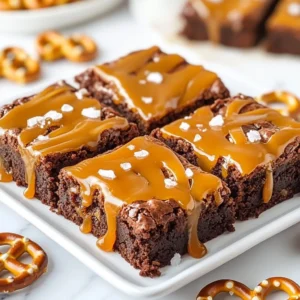 - 1 cup unsalted butter - 2 cups granulated sugar - 4 large eggs - 1 teaspoon vanilla extract - 1 cup all-purpose flour - 1 cup unsweetened cocoa powder - 1 teaspoon baking powder - &frac12; teaspoon salt - 1 cup crushed pretzels - 1 cup chocolate chips - 1 cup caramel sauce - Flaky sea salt for topping When you gather your ingredients, focus on quality. Use fresh butter and eggs for the best taste. The granulated sugar adds sweetness while the cocoa powder gives that rich chocolate flavor. Pretzels bring a nice crunch and saltiness that makes the brownies even better. You can use any type of chocolate chips, but semi-sweet works great. If you want to make your own caramel sauce, it&rsquo;s simple, and it adds a personal touch. Just remember, flaky sea salt is key. It enhances the sweetness and adds flavor depth. As you prepare to bake, set everything out. This helps you stay organized and makes the process smooth. Keep in mind, the fun part of these brownies is their unique mix of flavors. The salty pretzels, sweet caramel, and rich chocolate create a treat that is hard to resist. Enjoy the process of mixing these delightful ingredients! {{ingredient_image_2}} First, preheat your oven to 350&deg;F (175&deg;C). This step is key to get nice, even baking. While the oven warms up, take a 9x13 inch baking pan and grease it well. You can use butter or cooking spray. You want the brownies to come out easily after baking. Next, melt 1 cup of unsalted butter in a medium saucepan over low heat. Once melted, set it aside to cool a bit. This cooling helps keep the eggs from cooking when added. In a large bowl, mix the melted butter with 2 cups of granulated sugar. Whisk until smooth. Now, add 4 large eggs one at a time, mixing well after each addition. Then, pour in 1 teaspoon of vanilla extract and whisk again until creamy. In another bowl, sift together 1 cup of all-purpose flour, 1 cup of unsweetened cocoa powder, 1 teaspoon of baking powder, and &frac12; teaspoon of salt. This helps avoid lumps. Slowly add the dry mix to the wet mixture. Stir gently until just combined. Be careful not to overmix. Lastly, fold in 1 cup of crushed pretzels and 1 cup of chocolate chips. This adds great texture and flavor. Now, pour the brownie batter into your greased pan. Spread it out evenly. Bake for about 25-30 minutes. To check if they are done, insert a toothpick in the center. It should come out with a few moist crumbs, not wet batter. While the brownies bake, prepare your caramel. If you are making it from scratch, do that now. If you are using store-bought caramel, warm it slightly in the microwave for easier drizzling. After baking, remove the brownies from the oven. While they are still warm, drizzle a generous amount of caramel sauce over the top. Next, sprinkle flaky sea salt evenly over the caramel. This salt enhances the sweet flavor. Let the brownies cool in the pan for at least 1 hour. This cooling time helps them hold their shape. After cooling, slice them into squares and serve. Enjoy your delicious creation! - Ensuring the right oven temperature: Always preheat your oven to 350&deg;F (175&deg;C). A hot oven makes brownies rise well. Use an oven thermometer to check the heat. This way, you avoid undercooked or burnt treats. - How to achieve the perfect brownie texture: Mix wet and dry ingredients carefully. Overmixing makes brownies tough. You want a smooth batter, but some lumps are okay. Bake until a toothpick comes out with a few moist crumbs. This means they are just right. - Quality of chocolate and alternatives: Use high-quality chocolate chips. They melt better and taste richer. Dark or semi-sweet chocolate works great. If you're in a pinch, try cocoa powder instead for a simple, rich flavor. - Gluten-free options for brownies: To make these brownies gluten-free, swap all-purpose flour for a gluten-free blend. Look for a brand that mimics regular flour. This keeps the texture without gluten, so everyone can enjoy them. - Serving suggestions with plating ideas: Serve brownies on a colorful platter. Drizzle extra caramel sauce over the top for a shiny finish. You can also place whole pretzels on the side for a fun touch. - Optional garnishes to enhance appeal: Sprinkle flaky sea salt on top for a pop of flavor. Add a scoop of vanilla ice cream for a creamy contrast. This makes your dessert even more special and appealing! Pro Tips Temperature Matters: Ensure that the butter is melted but not too hot when mixing with the eggs to avoid scrambling them. Don&rsquo;t Overmix: Mix the batter just until combined to keep the brownies light and fudgy. Overmixing can lead to denser brownies. Cool Before Cutting: Allow the brownies to cool completely in the pan for at least an hour before slicing to maintain their shape and texture. Garnish Wisely: For a stunning presentation, garnish with whole pretzels and a drizzle of extra caramel just before serving. {{image_4}} You can change the toppings to make your brownies even more fun. Try adding nuts like walnuts or pecans for crunch. You can also use candies like M&Ms or Reese's Pieces for a sweet twist. Flavored chocolate can add a unique touch. Use dark chocolate, white chocolate, or even mint chocolate. Each type gives a new flavor that pairs well with caramel and pretzels. If you want to make vegan brownies, swap the eggs with flax eggs. Mix one tablespoon of flaxseed meal with three tablespoons of water for each egg. Use a plant-based butter to replace the unsalted butter. For low-sugar options, try using coconut sugar or a sugar substitute. These alternatives can still give you that sweet taste without the extra calories. Just make sure to check the amounts, as some substitutes are sweeter than regular sugar. Seasonal ingredients can make your brownies special. In winter, add crushed peppermint candies for a festive touch. You can also use pumpkin spice in the fall for a warm flavor. These little changes can make a big difference in taste and presentation. Store your salted caramel pretzel brownies at room temperature for the best taste. Use an airtight container to keep them fresh. You can place parchment paper between layers to avoid sticking. If you prefer, you can refrigerate them. This method will keep them good for a longer time. - Room Temperature: Best for 3-4 days. - Refrigeration: Can last up to a week. To serve, let them sit out for a bit to soften. This way, they taste better. Freezing is a great option if you want to save some brownies for later. Here&rsquo;s how to do it: 1. Cool Completely: Make sure the brownies are fully cool before freezing. 2. Wrap Well: Wrap them tightly in plastic wrap. Then, place the wrapped brownies in a freezer-safe bag or container. 3. Label and Date: Write the date on the bag. To thaw, remove the brownies from the freezer. Let them sit at room temperature for 1-2 hours. You can also warm them in the microwave for a few seconds if you want a warm treat. - Room Temperature: 3-4 days - Refrigerated: Up to 1 week - Frozen: 2-3 months These brownies stay fresh for a good while if stored correctly. Enjoy them any time you crave a sweet treat! Can I make these brownies ahead of time? Yes, you can make these brownies in advance. They keep well for about three days at room temperature. Just store them in an airtight container. If you want to store them longer, refrigerate them for up to a week. Let them come to room temperature before serving. What should I do if my brownies are too fudgy? If your brownies turn out too fudgy, it might be due to underbaking. Make sure to check them with a toothpick. The toothpick should come out with a few moist crumbs, not wet batter. You can also try adding a bit more flour next time to help with texture. How can I make homemade caramel sauce for this recipe? To make homemade caramel sauce, heat 1 cup of sugar in a pan over medium heat. Stir until melted and golden brown. Remove from heat and add 6 tablespoons of butter and 1/2 cup of cream. Stir until smooth. Let it cool slightly before drizzling on the brownies. This sauce adds a rich flavor to your treats. This article covered how to make delicious salted caramel pretzel brownies. We explored the key ingredients, detailed steps for baking, and valuable tips for success. I shared fun variations to try, along with storage tips to keep your brownies fresh. These brownies are great for sharing and special occasions. Enjoying sweet and salty flavors offers a fun twist for your taste buds. With this guide, you can confidently bake and impress your friends and family. Dive in and make these tasty treats today!