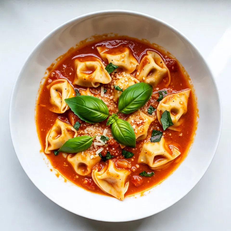 To make One-Pot Creamy Tomato Basil Tortellini, gather these simple ingredients: - 2 tablespoons extra virgin olive oil - 1 small onion, diced - 3 cloves garlic, finely minced - 1 can (14 oz) crushed tomatoes - 4 cups vegetable broth - 1 teaspoon dried oregano - 1 teaspoon dried basil - 250g (approximately 9 oz) cheese tortellini (fresh or frozen) - 1 cup heavy cream - 1 cup fresh basil leaves, roughly chopped - Salt and freshly ground black pepper to taste - Grated Parmesan cheese, for garnish These ingredients come together to create a rich and creamy dish. Each one plays a key role in building flavor. The olive oil adds a nice base, while the onion and garlic bring depth. The crushed tomatoes and vegetable broth provide a hearty sauce. The dried herbs, oregano and basil, enhance the tomato flavor, making it vibrant. Choose fresh or frozen cheese tortellini based on what you have. The heavy cream adds the perfect creaminess. Fresh basil gives a bright finish. Finally, a sprinkle of Parmesan cheese makes it special. {{ingredient_image_2}} Start by warming the olive oil in a large pot over medium heat. Add the diced onion and sauté for about 3-4 minutes until it is soft and clear. This step builds a strong flavor base. Next, add the minced garlic and cook for another 1-2 minutes. Stir often to avoid burning the garlic. You want it fragrant, not brown. Now, pour in the crushed tomatoes and vegetable broth. Sprinkle in the dried oregano and basil. Season with salt and pepper to taste. Mix well and bring this mixture to a gentle simmer. Once your base is simmering, it's time to add the tortellini. Stir them gently into the pot. Fresh tortellini usually cooks in about 5-7 minutes. If using frozen, check the package for the right time. Keep an eye on the pasta to ensure it cooks just right. After the tortellini is tender, reduce the heat to low. Stir in the heavy cream and chopped fresh basil. Mix until everything is well combined and warm. Taste your dish and adjust the seasoning if needed. Now, serve the creamy tortellini hot. Garnish with grated Parmesan cheese and more fresh basil for a lovely touch. Enjoy your delicious meal! - How to prevent overcooking tortellini: To avoid mushy tortellini, watch the cooking time. Fresh tortellini cooks faster than frozen. Start checking them at 5 minutes. They should be soft but firm. If they feel too soft, they are overcooked. - Achieving optimal creaminess in the sauce: Add the heavy cream at the end of cooking. Stir it in on low heat. This keeps the cream smooth and prevents it from curdling. For extra creaminess, you can also add a bit more cheese. - Additional spices to consider: You can spice up your dish with a pinch of red pepper flakes. This adds a nice kick. Smoked paprika can also add depth to the flavor. - How to customize with different herbs: Fresh herbs can change the whole dish. Try using thyme or parsley instead of basil. They give a fresh taste and new vibe. You can also mix herbs for a unique twist. - Garnishing with Parmesan and basil: When serving, sprinkle grated Parmesan on top. Add fresh basil leaves for color. This makes your dish look fancy and inviting. - Creative serving ideas: Serve the tortellini in wide bowls for a nice look. Drizzle some olive oil on top for shine. You can also add a slice of crusty bread on the side. This makes a great meal. Pro Tips Fresh vs. Frozen Tortellini: If using fresh tortellini, reduce the cooking time to about 3-4 minutes. Frozen tortellini will need the full 5-7 minutes to cook through. Customize Your Herbs: Feel free to experiment with other herbs like thyme or parsley for a unique flavor twist. Make It Dairy-Free: Substitute heavy cream with coconut cream or a non-dairy alternative for a lighter, dairy-free version. Leftover Storage: Store any leftovers in an airtight container in the fridge for up to 3 days. Reheat gently on the stove, adding a splash of broth if needed. {{image_4}} You can swap tortellini with other pastas like penne or farfalle. This change keeps the dish fun and allows for different textures. If you want a dairy-free or vegan dish, try using plant-based cream. There are great options made from coconut or cashews. This way, you keep the creaminess while making it friendly for all diets. Adding protein can bring new life to your meal. Chicken or shrimp work great in this dish. Just cook them with the onions and garlic before adding the tomatoes. You can also add fresh vegetables like spinach or bell peppers. They not only add color but also boost the nutrition in your dish. Feeling adventurous? Experiment with different tomato sauces. A roasted garlic sauce or a spicy arrabbiata can change the flavor completely. If you like some heat, sprinkle in red pepper flakes. This simple addition can elevate your creamy dish to a new level of deliciousness. To keep your One-Pot Creamy Tomato Basil Tortellini fresh, follow these tips: - Refrigerating Leftovers: Place cooled leftovers in an airtight container. Store in the fridge for up to three days. This keeps the dish fresh and safe. - Freezing Tips: For longer storage, freeze the dish. Use a freezer-safe container. It can last up to three months. When ready to eat, thaw it overnight in the fridge. Reheating creamy dishes needs care to avoid issues: - Best Practices: Heat in a pot over low heat. Stir gently and often to warm it evenly. You can also use the microwave. If using the microwave, heat in short bursts. - Avoiding Separation: To prevent the cream from separating, add a splash of broth or water. This helps maintain a smooth texture. Leftovers can be tasty, but watch for signs of spoilage: - How Long to Keep: Keep your leftovers in the fridge for up to three days. If frozen, use them within three months for the best taste. - Signs of Spoilage: Check for off smells, strange colors, or mold. If you see any of these, it’s best to throw it away. Always prioritize food safety! Can I make One-Pot Creamy Tomato Basil Tortellini ahead of time? Yes, you can make this dish ahead of time. Store it in the fridge for up to three days. Just heat it gently when you are ready to serve. The flavors will deepen and taste even better! What can I serve it with? This creamy tortellini pairs well with a simple green salad. Garlic bread or a crusty baguette also makes a great side. You can enjoy it with a glass of white wine for a special touch. Is this recipe gluten-free? No, this recipe is not gluten-free due to the cheese tortellini. However, you can use gluten-free tortellini to make it suitable for a gluten-free diet. Can I use fresh herbs instead of dried? Absolutely! Fresh herbs add vibrant flavor. Use three times the amount of fresh herbs as dried. So, if the recipe asks for one teaspoon of dried, use three teaspoons of fresh. How do I know when the tortellini is done cooking? Tortellini cooks quickly. It is done when it floats to the top of the pot. If you taste it, it should be tender but still firm. Can I substitute heavy cream with another dairy? Yes, you can use half-and-half or whole milk instead. For a lighter option, try using Greek yogurt. Just stir it in after cooking to avoid curdling. What if I can’t find cheese tortellini? If you can’t find cheese tortellini, use any small pasta shape. Options like penne or farfalle work well. Just adjust the cooking time as needed for different pasta types. This blog post provided a clear recipe for One-Pot Creamy Tomato Basil Tortellini. We discussed each step, from cooking the base to serving. I also shared tips for customizing flavors and ensuring a creamy sauce. Remember that storage and reheating are key to enjoying leftovers. In the end, this dish is versatile and fun to make. You can adjust it to fit your taste. Enjoy exploring this comforting meal that can delight anyone at your table!